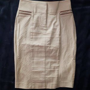 Stretchy Striped Summer Pencil Skirt by Bebe with faux Leather Trim